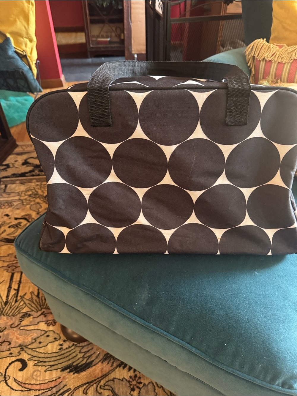 thirty-one Black and White Circle Print Travel Tote